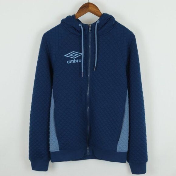 Umbro Poseidon Men's Small Coronet Blue Quilted Hooded Full Zip Jacket - Picture 1 of 8
